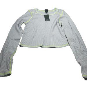 Wild Fable Women's Sz Medium Long Sleeve Slim Fit Baby Ribbed Tee Shirt Blue New